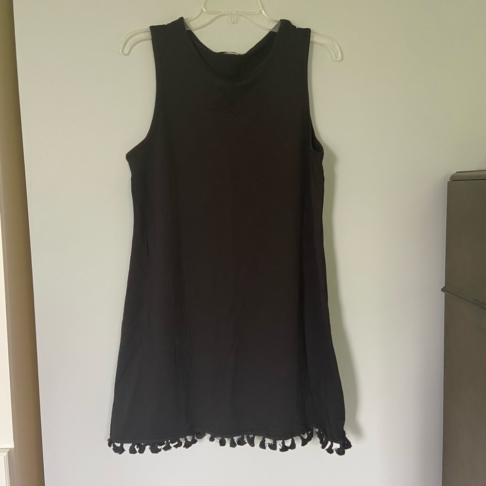 Fringe bottom little black dress